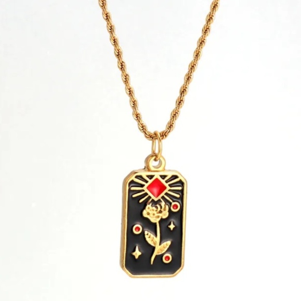NEW Gothic Sun Moon Charm Necklace Gold Plated Steel Dainty